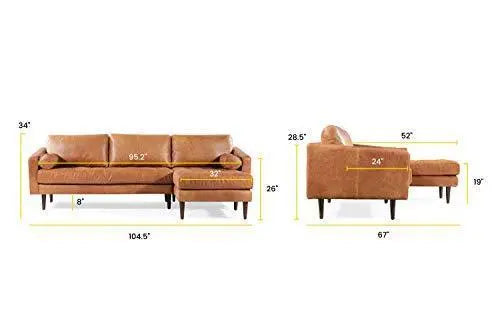 POLY and BARK Sectional | Napa Italian Leather Right-Facing Sectional Sofa - Cognac Tan POLY & BARK