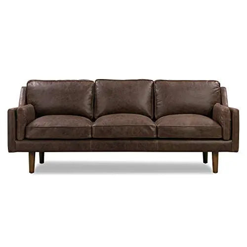 POLY and BARK Sofa | Brio Full-Grain Pure-Aniline Italian Tanned Leather - Brown Stone POLY & BARK