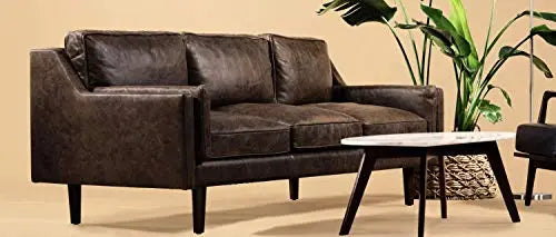 POLY and BARK Sofa | Brio Full-Grain Pure-Aniline Italian Tanned Leather - Brown Stone POLY & BARK