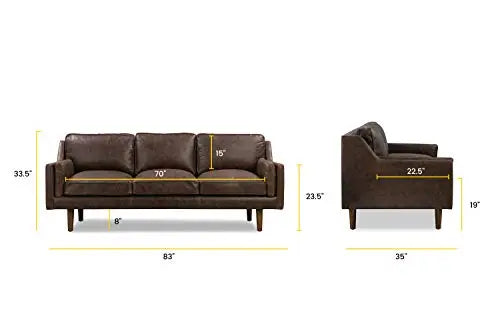 POLY and BARK Sofa | Brio Full-Grain Pure-Aniline Italian Tanned Leather - Brown Stone POLY & BARK