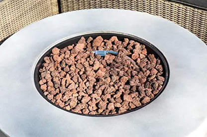 Peaktop Concrete Propane Gas Fire Pit Table with ETL Certification, PVC Cover and Lava Rocks - Light Gray Peaktop