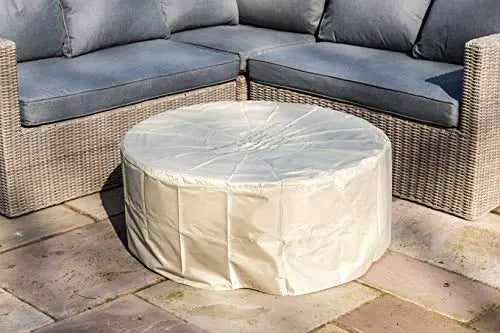 Peaktop Concrete Propane Gas Fire Pit Table with ETL Certification, PVC Cover and Lava Rocks - Light Gray Peaktop