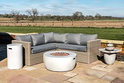 Peaktop Concrete Propane Gas Fire Pit Table with ETL Certification, PVC Cover and Lava Rocks - Light Gray Peaktop