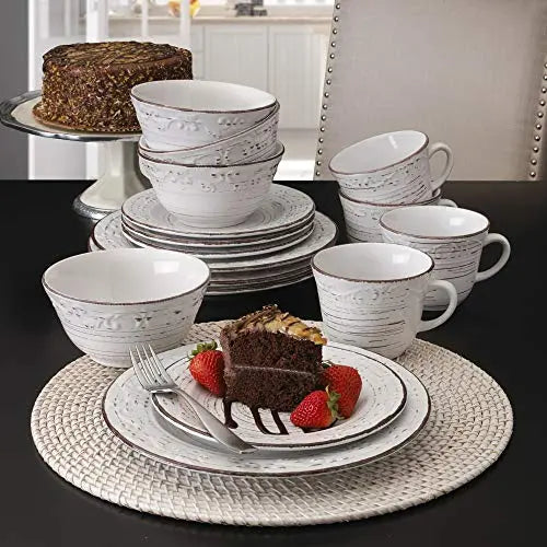 Pfaltzgraff Trellis 16-Piece Dinnerware Set - Distressed White Pfaltzgraff