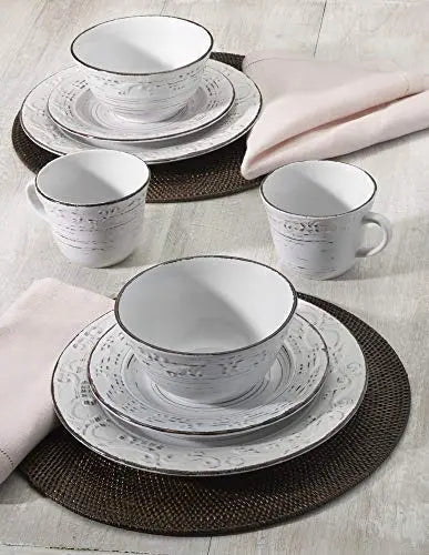 Pfaltzgraff Trellis 16-Piece Dinnerware Set - Distressed White Pfaltzgraff