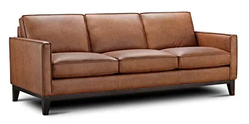 Pimlico Modern Leather Sofa- 100% Top Grain Leather - Brown Môdern Space Gallery