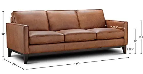 Pimlico Modern Leather Sofa- 100% Top Grain Leather - Brown Môdern Space Gallery