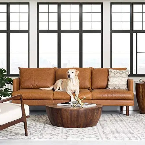 Poly & Bark Girona Italian Leather Modern Sofa  - Cognac Tan POLY & BARK