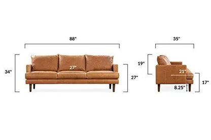 Poly & Bark Girona Italian Leather Modern Sofa  - Cognac Tan POLY & BARK