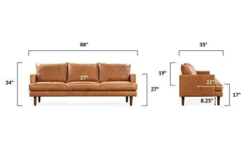 Poly & Bark Girona Italian Leather Modern Sofa  - Cognac Tan POLY & BARK