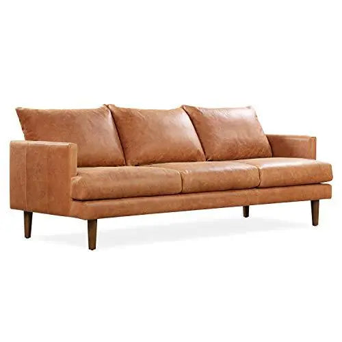 Poly & Bark Girona Italian Leather Modern Sofa  - Cognac Tan POLY & BARK