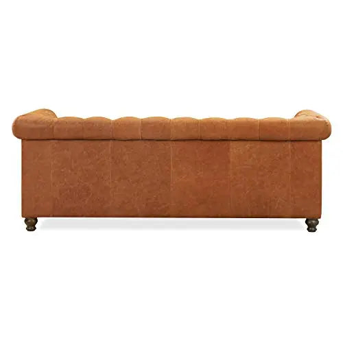 Poly and BARK Lyon Sofa | Tufted Full-Grain Italian Tanned Leather - Cognac Tan POLY & BARK