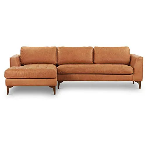 Poly and Bark Calle Pure-Aniline Italian Tanned Leather Left-Facing Sectional - Cognac Tan POLY & BARK