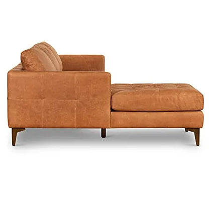 Poly and Bark Calle Pure-Aniline Italian Tanned Leather Left-Facing Sectional - Cognac Tan POLY & BARK