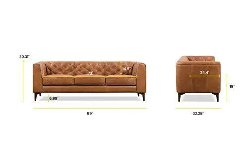 Poly and Bark Essex  Italian Tanned Leather Sofa - Cognac Tan POLY & BARK