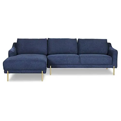 Poly and Bark Lissie Left-Facing Fabric Sectional Sofa - Chambray Blue POLY & BARK