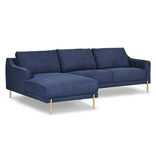 Poly and Bark Lissie Left-Facing Fabric Sectional Sofa - Chambray Blue POLY & BARK