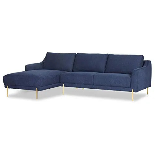 Poly and Bark Lissie Left-Facing Fabric Sectional Sofa - Chambray Blue POLY & BARK