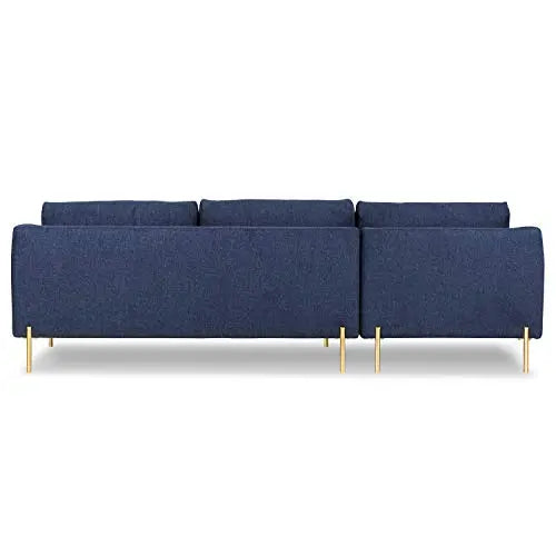 Poly and Bark Lissie Left-Facing Fabric Sectional Sofa - Chambray Blue POLY & BARK