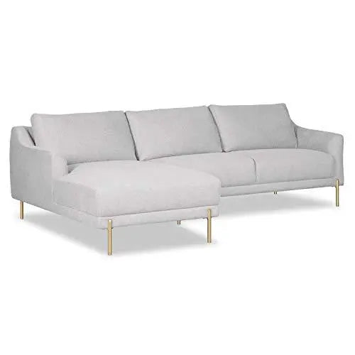 Poly and Bark Lissie Left-Facing Modern Fabric Sectional Sofa - Grey POLY & BARK