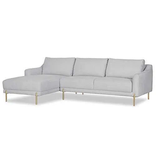 Poly and Bark Lissie Left-Facing Modern Fabric Sectional Sofa - Grey POLY & BARK