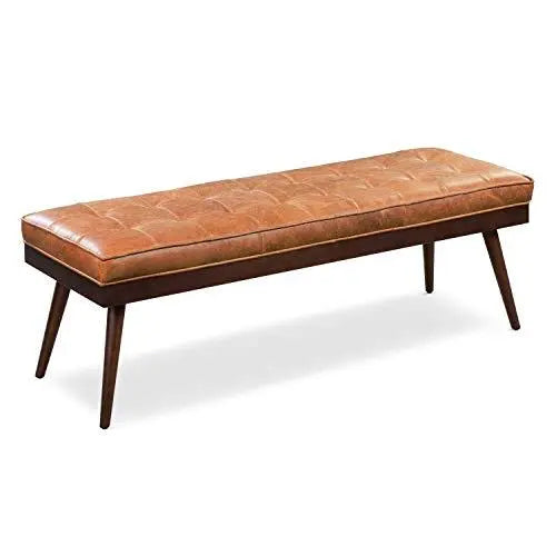 Poly and Bark Luca Leather Modern Bench Seat - Cognac Tan POLY & BARK