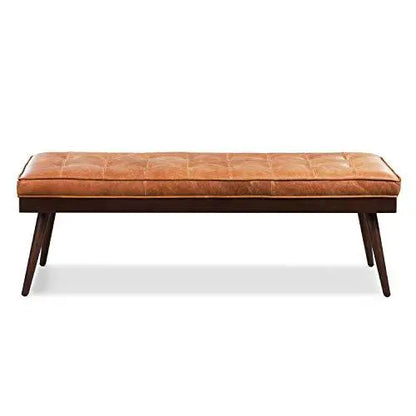 Poly and Bark Luca Leather Modern Bench Seat - Cognac Tan POLY & BARK