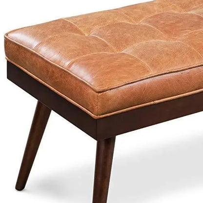 Poly and Bark Luca Leather Modern Bench Seat - Cognac Tan POLY & BARK