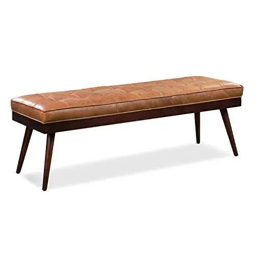 Poly and Bark Luca Leather Modern Bench Seat - Cognac Tan POLY & BARK