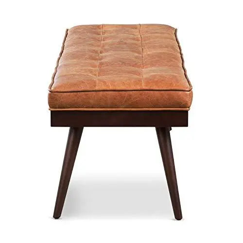 Poly and Bark Luca Leather Modern Bench Seat - Cognac Tan POLY & BARK