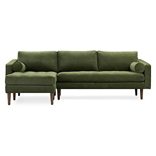 Poly and Bark Napa Fabric Sofa Sectional - Distressed Green Velvet POLY & BARK