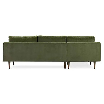 Poly and Bark Napa Fabric Sofa Sectional - Distressed Green Velvet POLY & BARK