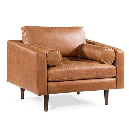 Poly and Bark Napa Leather Lounge Chairs in Cognac Tan - Set of 2 POLY & BARK