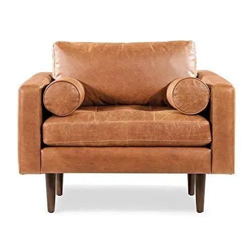 Poly and Bark Napa Leather Lounge Chair Set of 2 Cognac Tan