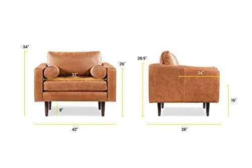 Poly and Bark Napa Leather Lounge Chairs in Cognac Tan - Set of 2 POLY & BARK