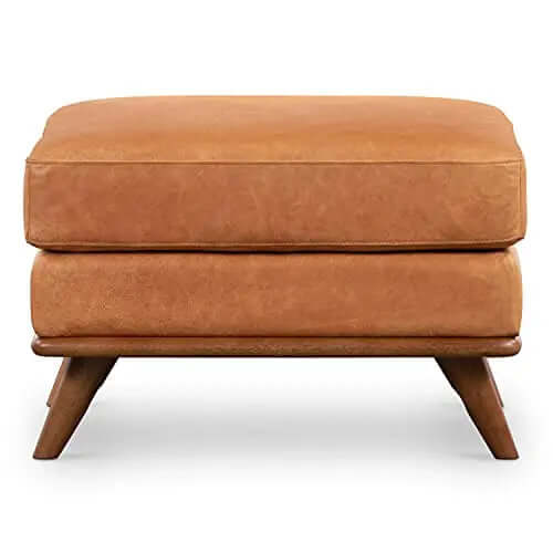 Poly and Bark Ottoman, Nolita Leather Ottoman - Cognac Tan POLY & BARK