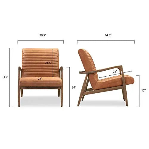 Poly and Bark Set of 2 Rowan Pure Italian Tanned Leather Lounge Chair - Cognac Tan POLY & BARK