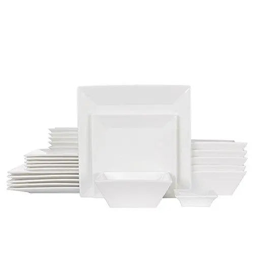 Porlien Dinnerware Classic Square, 24-Piece Set, Serves 6 - Off White Porlien