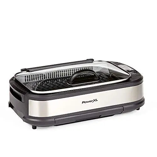 PowerXL Smokeless Grill with Tempered Glass Lid with Interchangeable Griddle Plate PowerXL