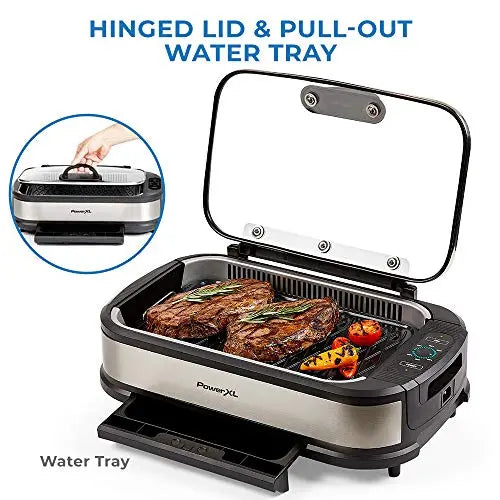 PowerXL Smokeless Grill with Tempered Glass Lid with Interchangeable Griddle Plate PowerXL