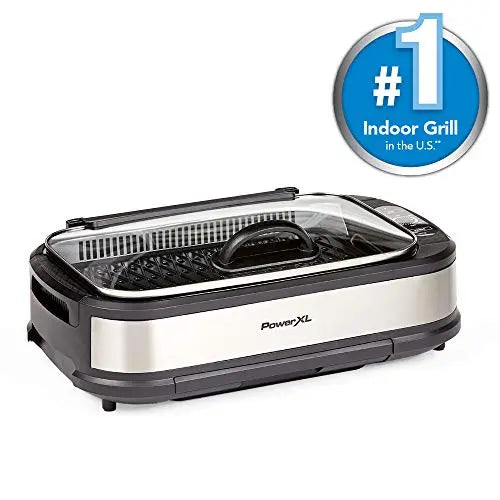 PowerXL Smokeless Grill with Tempered Glass Lid with Interchangeable Griddle Plate PowerXL