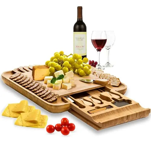 Premium Bamboo Cheese Board Set - Large Charcuterie Board Bambüsi