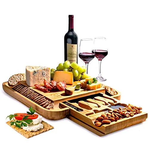 Premium Bamboo Cheese Board Set - Large Charcuterie Board Bambüsi