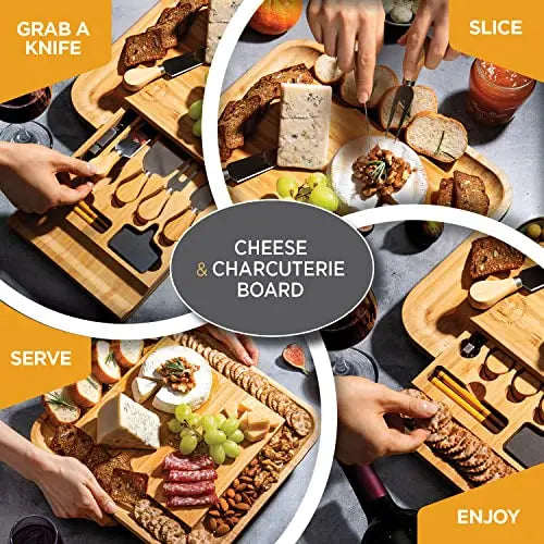 Premium Bamboo Cheese Board Set - Large Charcuterie Board Bambüsi
