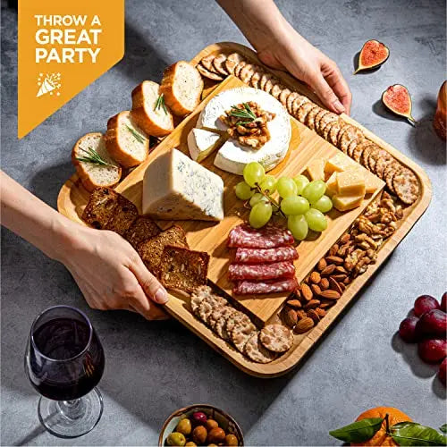 Premium Bamboo Cheese Board Set - Large Charcuterie Board Bambüsi