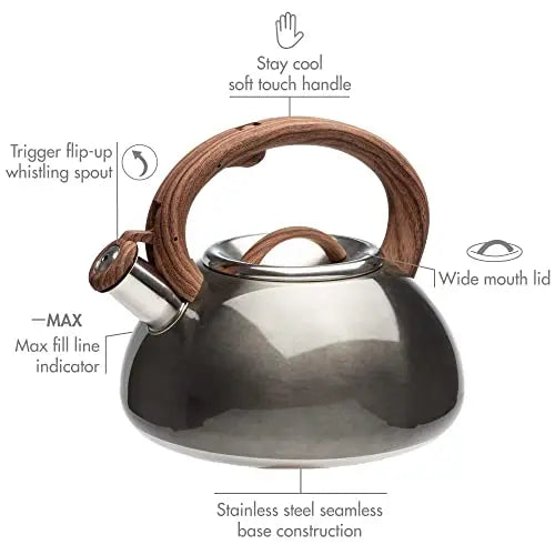 2.64 Quart Surgical Stainless Steel Stove Top Whistle Tea Kettle (Silver)