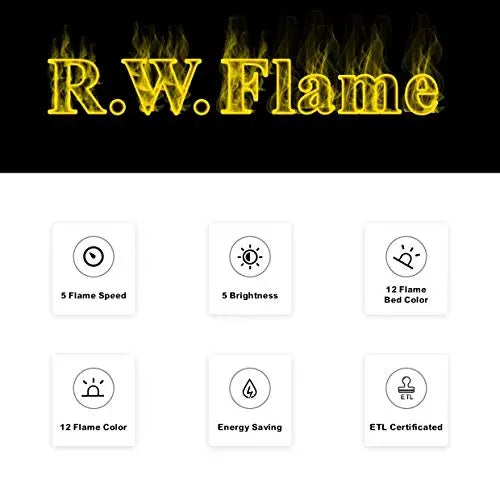 R.W.FLAME 60" Recessed and Wall Mounted Electric Fireplace, Adjustable Flame Color and Speed - Black R.W.FLAME