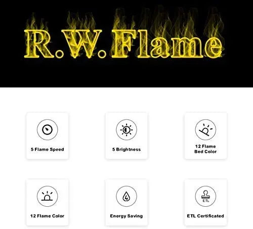 R.W.FLAME 68" Recessed and Wall Mounted Electric Fireplace, Touch Screen, Adjustable Flame Color and Speed - Black R.W.FLAME