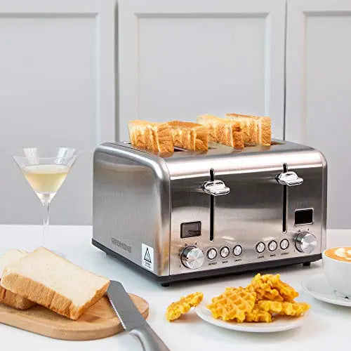 REDMOND 4 Slice Toaster with Bagel Defrost Function, 6 Shade Settings -  Stainless Steel REDMOND