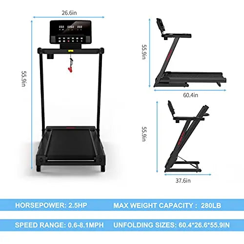 RUNOW Folding Treadmill with Incline and LCD Monitor RUNOW